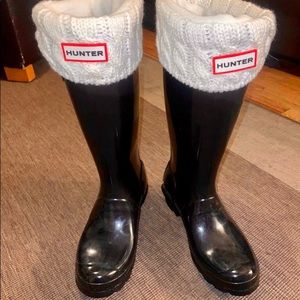 Boots Hunter Black Knee High Boots With Socks